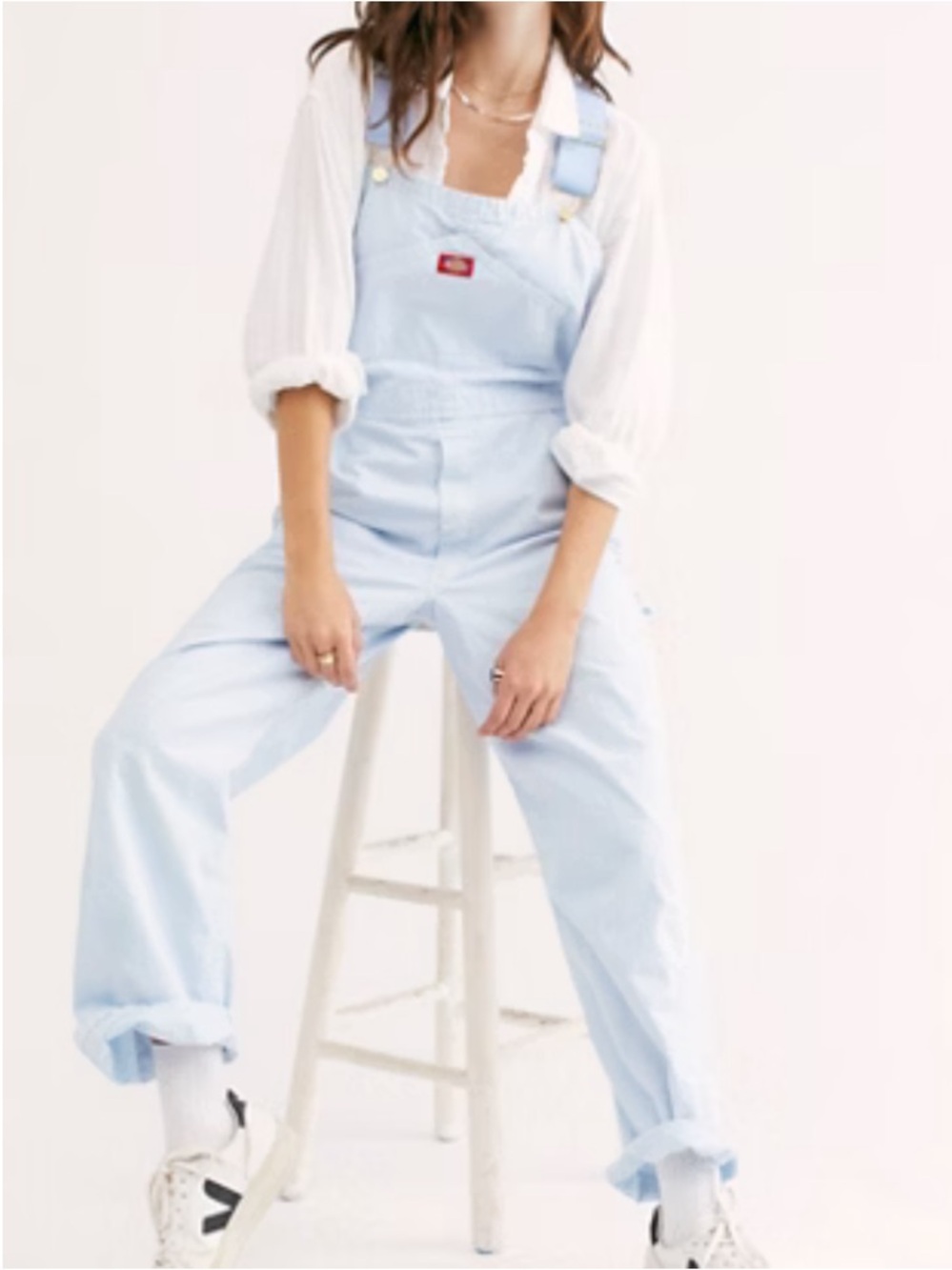 Free People x Dickies Riverside Limited Edition Light Blue Denim Overalls